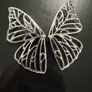 Silver Butterfly Wing Earrings
